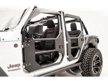 Fab Fours Full Surround Front Tube Doors; Matte Black (18-26 Jeep Wrangler JL)
