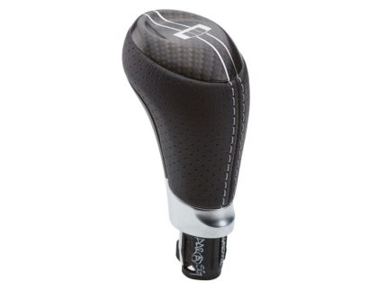 Chevrolet Performance Automatic Transmission Shift Knob With Light Gray Stitching And Carbon Fiber Cap